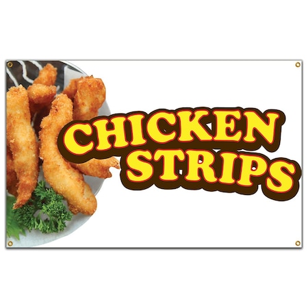 Signmission Chicken Strips Banner Concession Stand Food Truck Single Sided B-96 Chicken Strips19